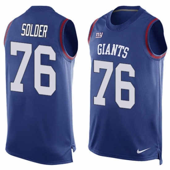 Men's Nike New York Giants 76 Nate Solder Limited Royal Blue Player Name & Number Tank Top NFL Jersey