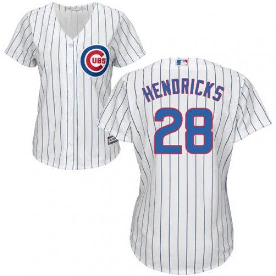 Women's Majestic Chicago Cubs 28 Kyle Hendricks Authentic White Home Cool Base MLB Jersey