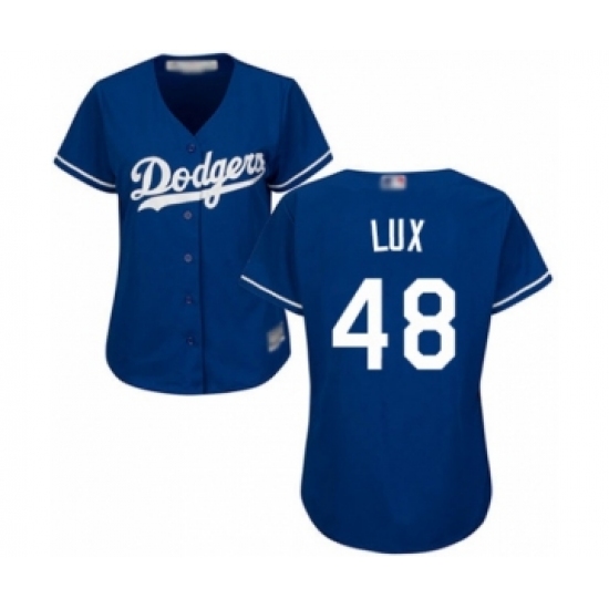 Women's Los Angeles Dodgers 48 Gavin Lux Authentic Royal Blue Alternate Cool Base Baseball Player Jersey