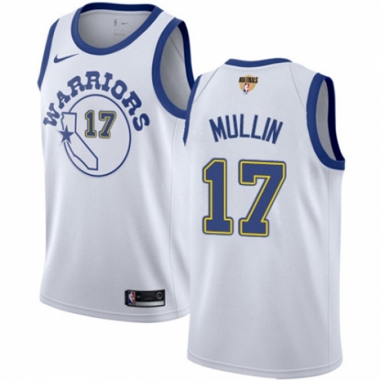 Men's Nike Golden State Warriors 17 Chris Mullin Authentic White Hardwood Classics 2018 NBA Finals Bound NBA Jersey