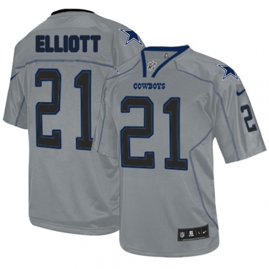 Men's Nike Dallas Cowboys 21 Ezekiel Elliott Elite Lights Out Grey NFL Jersey