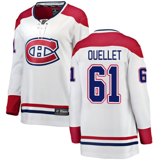 Women's Montreal Canadiens 61 Xavier Ouellet Authentic White Away Fanatics Branded Breakaway NHL Jersey