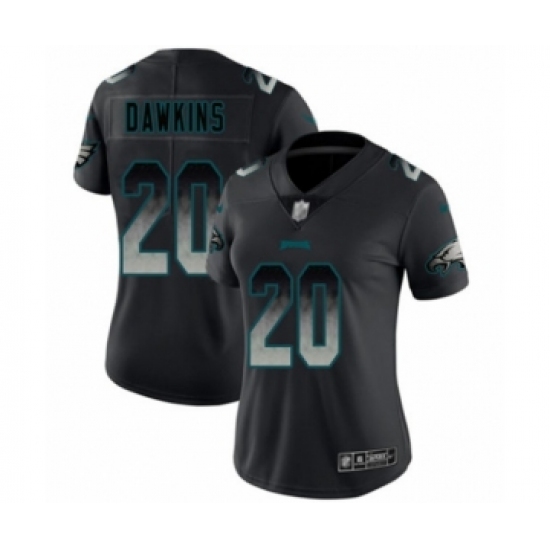 Women's Philadelphia Eagles 20 Brian Dawkins Limited Black Smoke Fashion Football Jersey