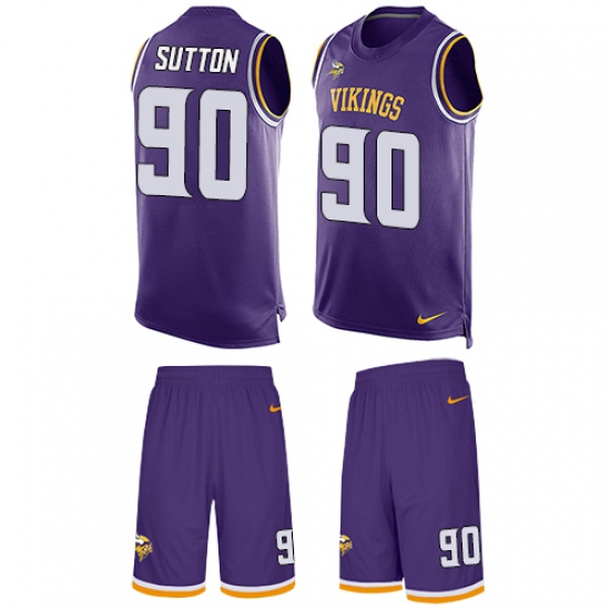 Men's Nike Minnesota Vikings 90 Will Sutton Limited Purple Tank Top Suit NFL Jersey