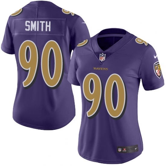 Women's Nike Baltimore Ravens 90 Za Darius Smith Limited Purple Rush Vapor Untouchable NFL Jersey