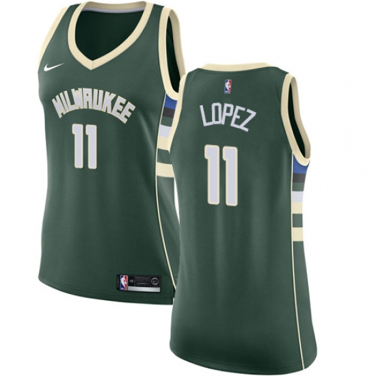 Women's Nike Milwaukee Bucks 11 Brook Lopez Swingman Green NBA Jersey - Icon Edition