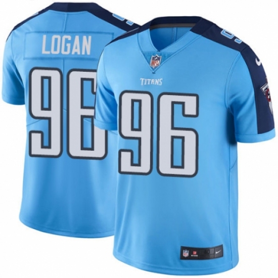 Men's Nike Tennessee Titans 96 Bennie Logan Elite Light Blue Rush Vapor Untouchable NFL Jersey
