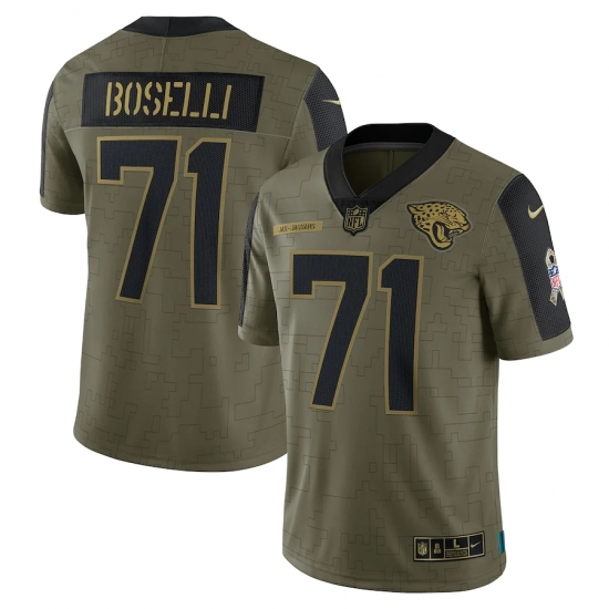 Men's Jacksonville Jaguars 71 Tony Boselli Nike Olive 2021 Salute To Service Retired Player Limited Jersey