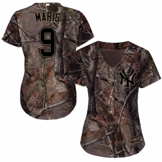 Women's Majestic New York Yankees 9 Roger Maris Authentic Camo Realtree Collection Flex Base MLB Jersey