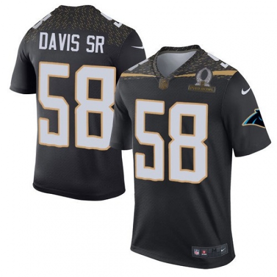 Men's Nike Carolina Panthers 58 Thomas Davis Elite Black Team Irvin 2016 Pro Bowl NFL Jersey