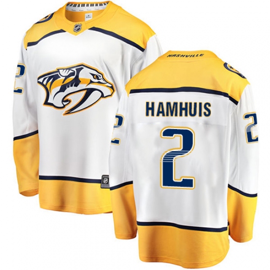 Men's Nashville Predators 2 Dan Hamhuis Fanatics Branded White Away Breakaway NHL Jersey