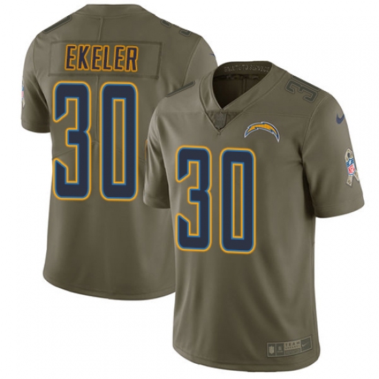 Men's Nike Los Angeles Chargers 30 Austin Ekeler Limited Olive 2017 Salute to Service NFL Jersey