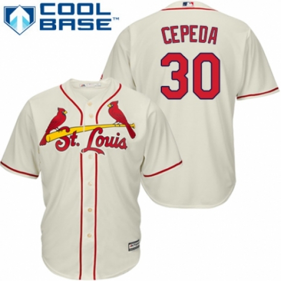 Men's Majestic St. Louis Cardinals 30 Orlando Cepeda Replica Cream Alternate Cool Base MLB Jersey