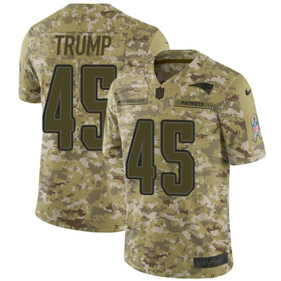 Men's Nike New England Patriots 45 Donald Trump Limited Camo 2018 Salute to Service NFL Jersey