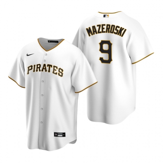 Men's Nike Pittsburgh Pirates 9 Bill Mazeroski White Home Stitched Baseball Jersey