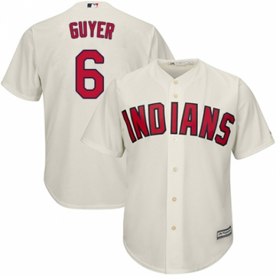 Men's Majestic Cleveland Indians 6 Brandon Guyer Replica Cream Alternate 2 Cool Base MLB Jersey
