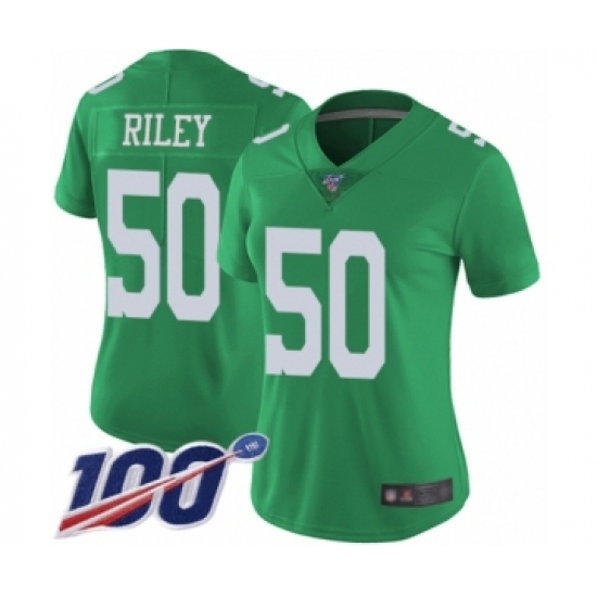 Women's Philadelphia Eagles 50 Duke Riley Limited Green Rush Vapor Untouchable 100th Season Football Jersey