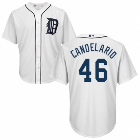 Youth Majestic Detroit Tigers 46 Jeimer Candelario Replica White Home Cool Base MLB Jersey