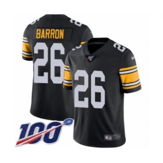 Men's Pittsburgh Steelers 26 Mark Barron Black Alternate Vapor Untouchable Limited Player 100th Season Football Jersey