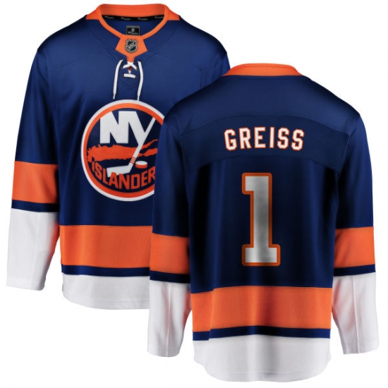 Men's New York Islanders 1 Thomas Greiss Fanatics Branded Royal Blue Home Breakaway NHL Jersey