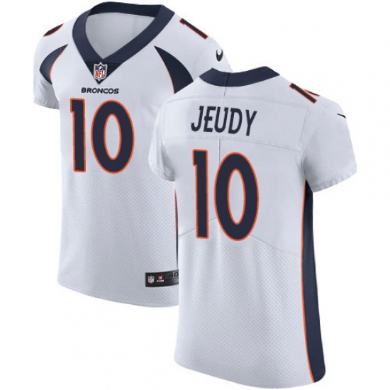 Men's Denver Broncos 10 Jerry Jeudy White Stitched New Elite Jersey