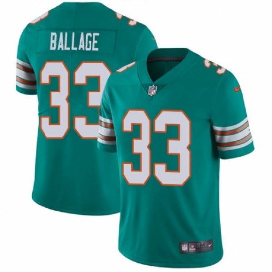 Youth Nike Miami Dolphins 33 Kalen Ballage Aqua Green Alternate Vapor Untouchable Limited Player NFL Jersey