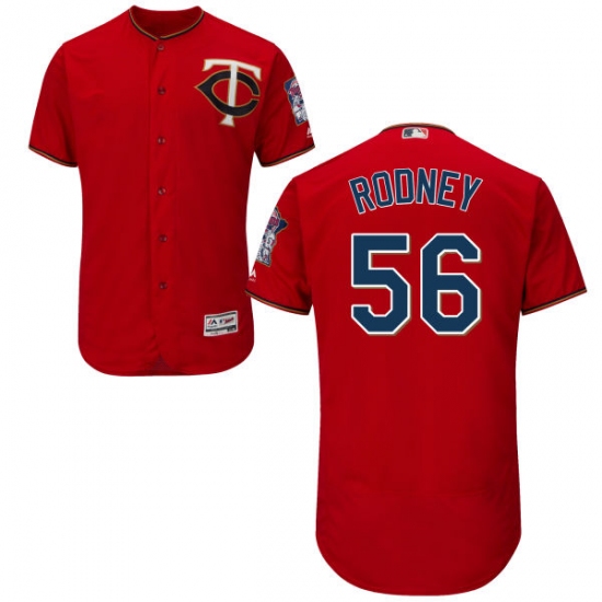 Men's Majestic Minnesota Twins 56 Fernando Rodney Scarlet Alternate Flex Base Authentic Collection MLB Jersey