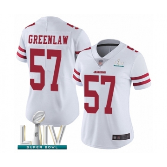 Women's San Francisco 49ers 57 Dre Greenlaw White Vapor Untouchable Limited Player Super Bowl LIV Bound Football Jersey