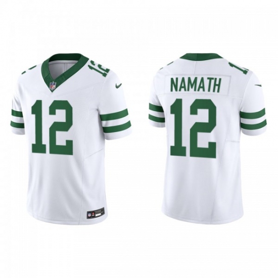Men's Nike New York Jets 12 Joe Namath White 2023 F.U.S.E. Vapor Limited Throwback Stitched Football Jersey