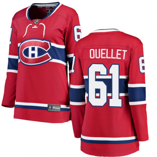 Women's Montreal Canadiens 61 Xavier Ouellet Authentic Red Home Fanatics Branded Breakaway NHL Jersey