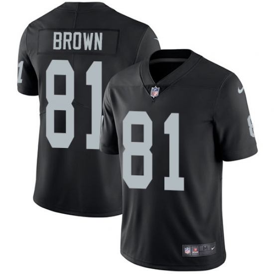 Men's Nike Oakland Raiders 81 Tim Brown Black Team Color Vapor Untouchable Limited Player NFL Jersey