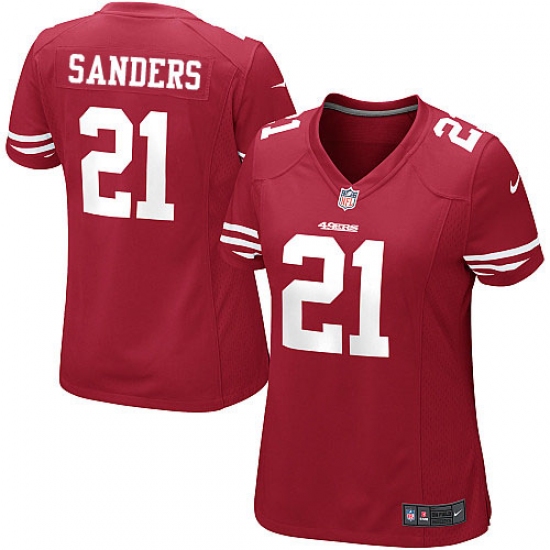 Women's Nike San Francisco 49ers 21 Deion Sanders Game Red Team Color NFL Jersey