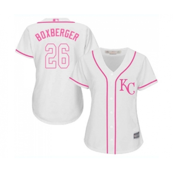 Women's Kansas City Royals 26 Brad Boxberger Replica White Fashion Cool Base Baseball Jersey