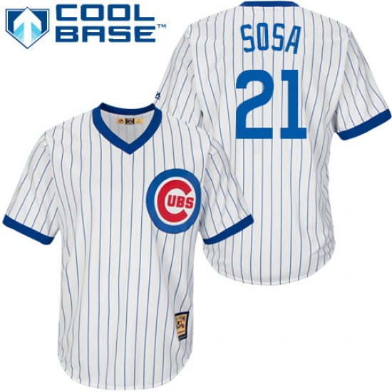 Men's Majestic Chicago Cubs 21 Sammy Sosa Authentic White Home Cooperstown MLB Jersey
