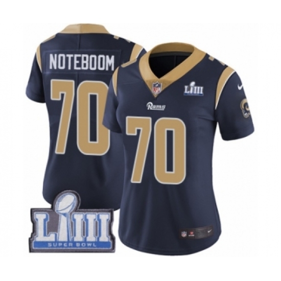 Women's Nike Los Angeles Rams 70 Joseph Noteboom Navy Blue Team Color Vapor Untouchable Limited Player Super Bowl LIII Bound NFL Jersey