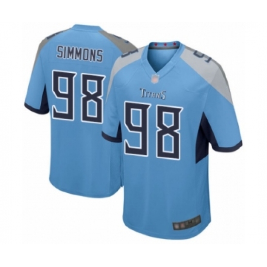 Men's Tennessee Titans 98 Jeffery Simmons Game Light Blue Alternate Football Jersey