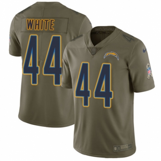 Men's Nike Los Angeles Chargers 44 Kyzir White Limited Olive 2017 Salute to Service NFL Jersey
