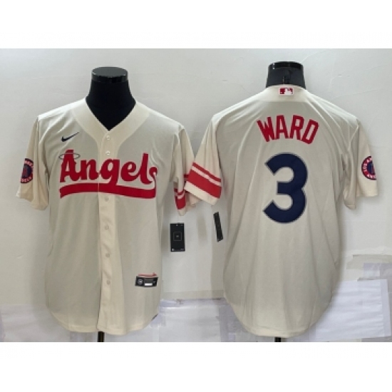 Men's Los Angeles Angels 3 Taylor Ward Cream 2022 City Connect Cool Base Stitched Jersey