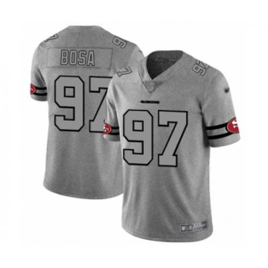Men's San Francisco 49ers 97 Nick Bosa Limited Gray Team Logo Gridiron Football Jersey