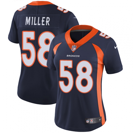 Women's Nike Denver Broncos 58 Von Miller Navy Blue Alternate Vapor Untouchable Limited Player NFL Jersey