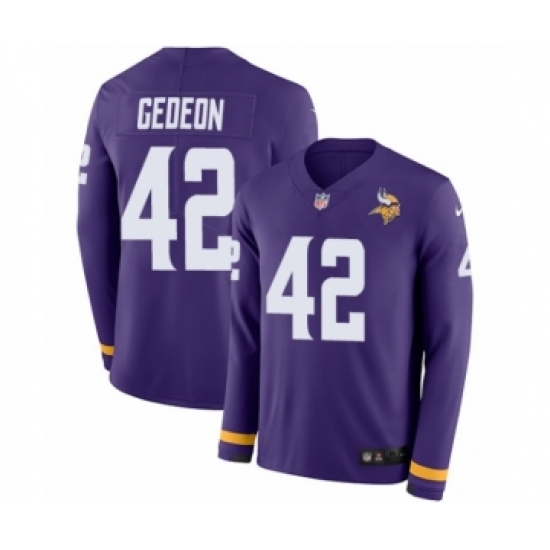 Men's Nike Minnesota Vikings 42 Ben Gedeon Limited Purple Therma Long Sleeve NFL Jersey