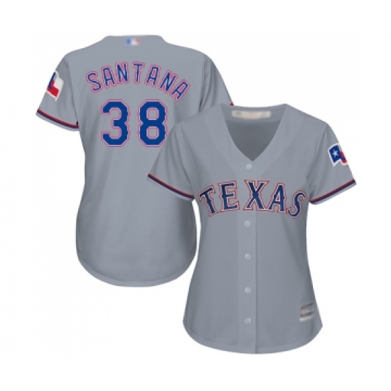 Women's Texas Rangers 38 Danny Santana Replica Grey Road Cool Base Baseball Jersey