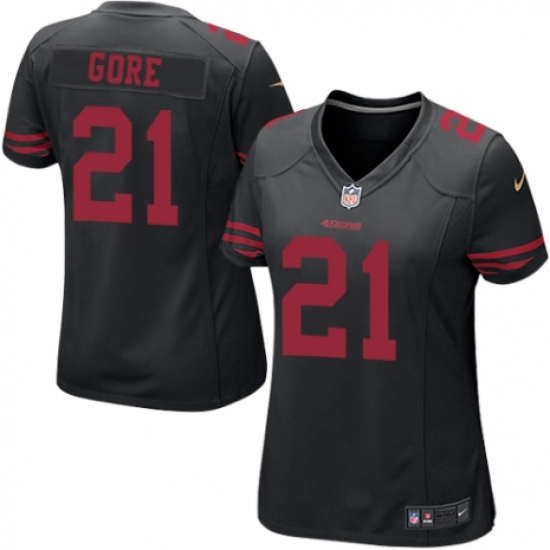 Women's Nike San Francisco 49ers 21 Frank Gore Game Black NFL Jersey