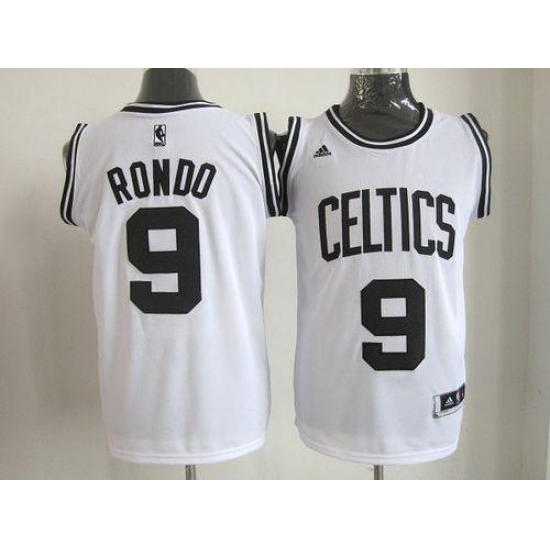 Celtics 9 Rajon Rondo White(Black No.) Stitched NBA Jersey