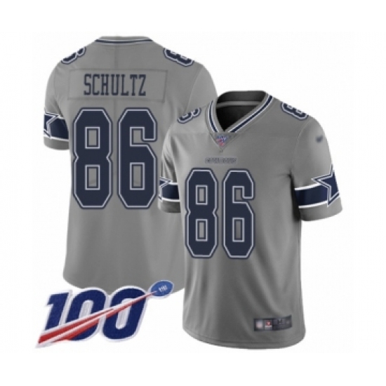 Men's Dallas Cowboys 86 Dalton Schultz Limited Gray Inverted Legend 100th Season Football Jersey