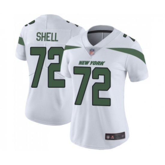 Women's New York Jets 72 Brandon Shell White Vapor Untouchable Limited Player Football Jersey