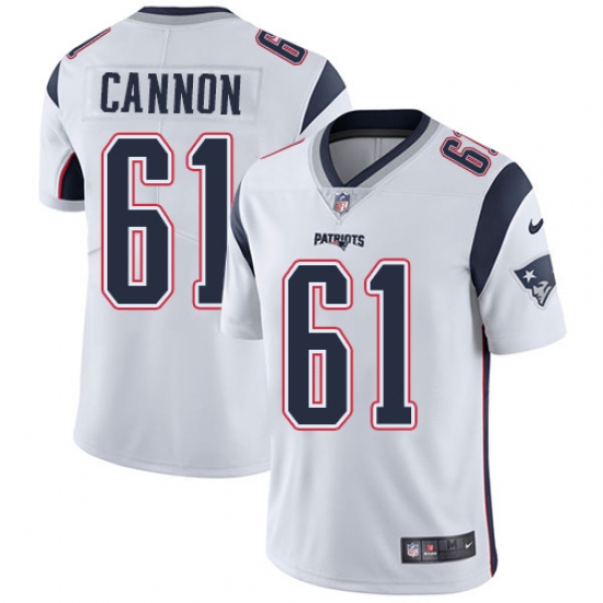 Youth Nike New England Patriots 61 Marcus Cannon White Vapor Untouchable Limited Player NFL Jersey