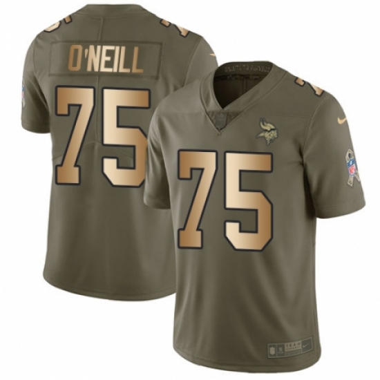 Youth Nike Minnesota Vikings 75 Brian O'Neill Limited Olive Gold 2017 Salute to Service NFL Jersey