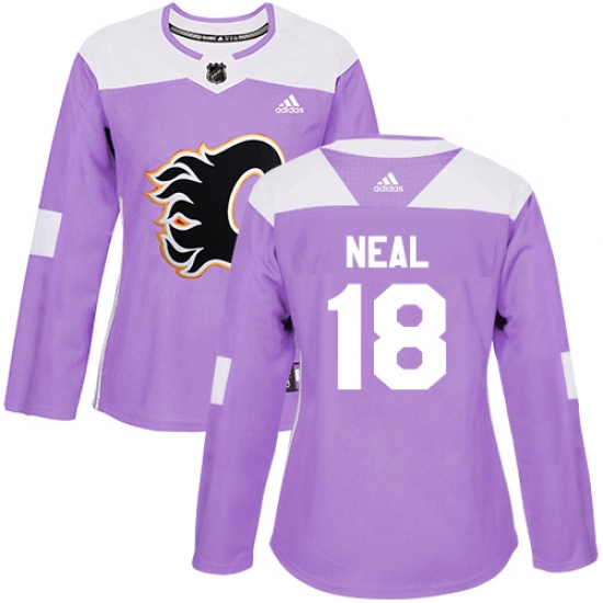 Women's Adidas Calgary Flames 18 James Neal Purple Authentic Fights Cancer Stitched NHL Jersey