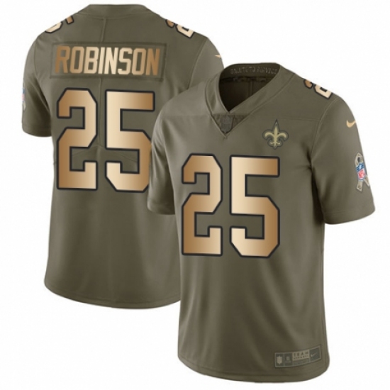 Youth Nike New Orleans Saints 25 Patrick Robinson Limited Olive/Gold 2017 Salute to Service NFL Jersey
